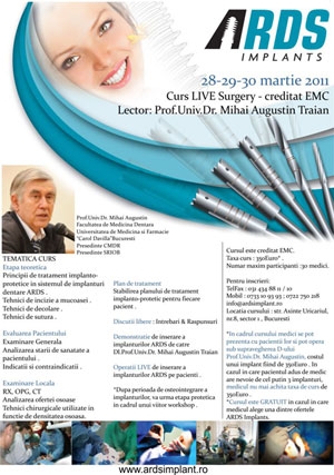Imagine Curs de Implantologie Orala - LIVE SURGERY - ARDS Implants System - creditat EMC