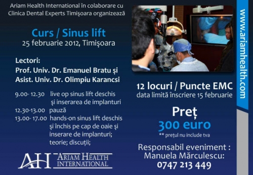 Imagine Curs sinus lift Timisoara