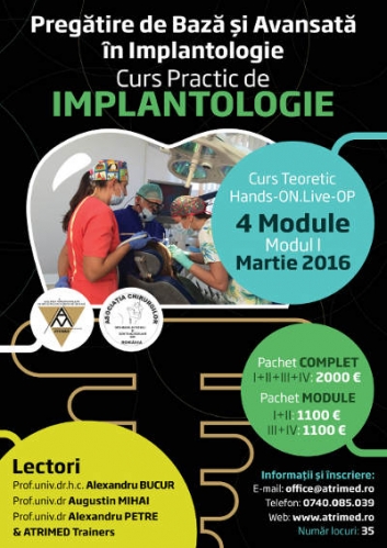 Imagine Pregatire de baza si avansata in implantologie.Curs practic de implantologie