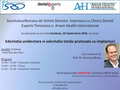 Imagine Edentatia unidentara si edentatia totala protezata cu implanturi 